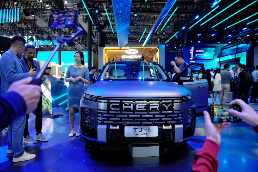 The Chery TJ-1 is displayed at the Shanghai auto show on April 18, 2023. Photo: Reuters