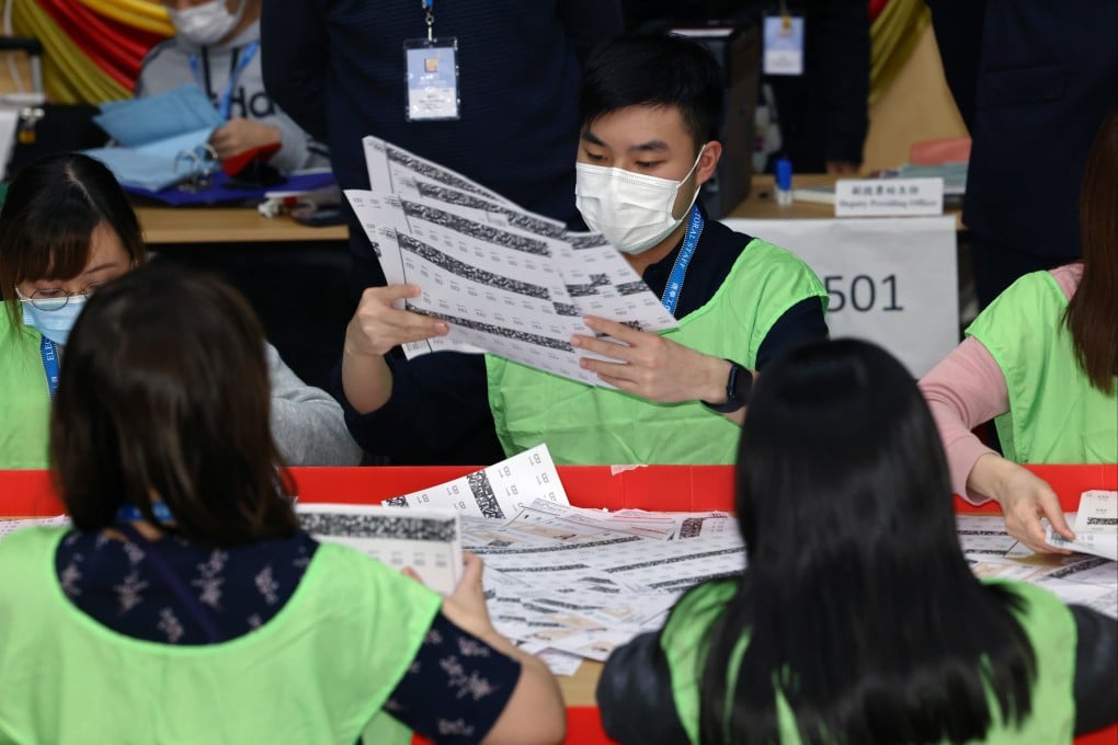 Votes are counted in the Hong Kong district council election on Sunday. Photo: Dickson Lee