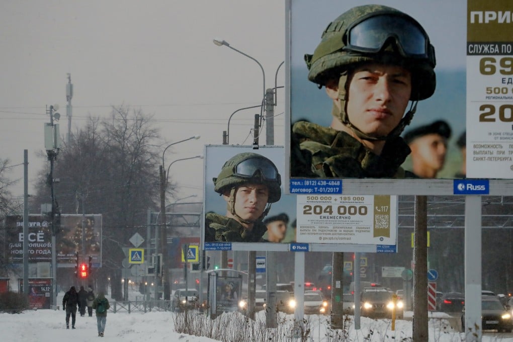 Military recruitment billboards in St Petersburg, Russia. Photo: EPA-EFE