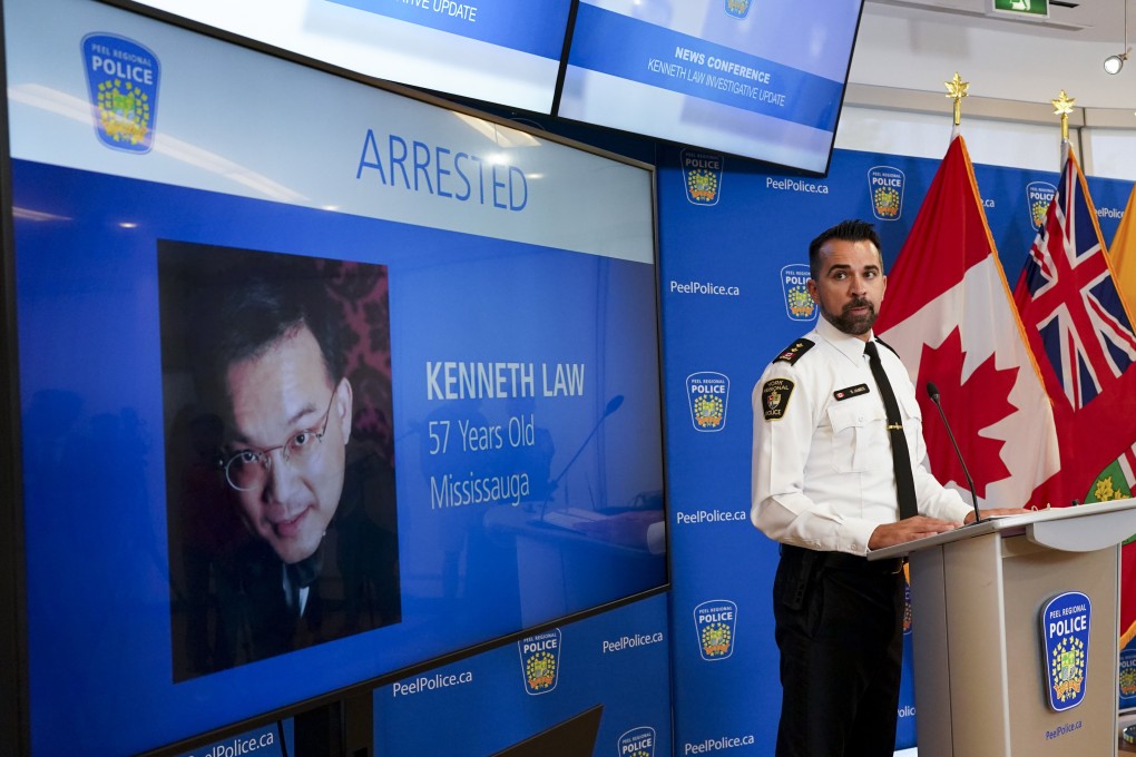 Inspector Simon James of York Regional Police speaks to the media during a news conference on Kenneth Law in Mississauga, Ontario, in August. Photo: Canadian Press via AP