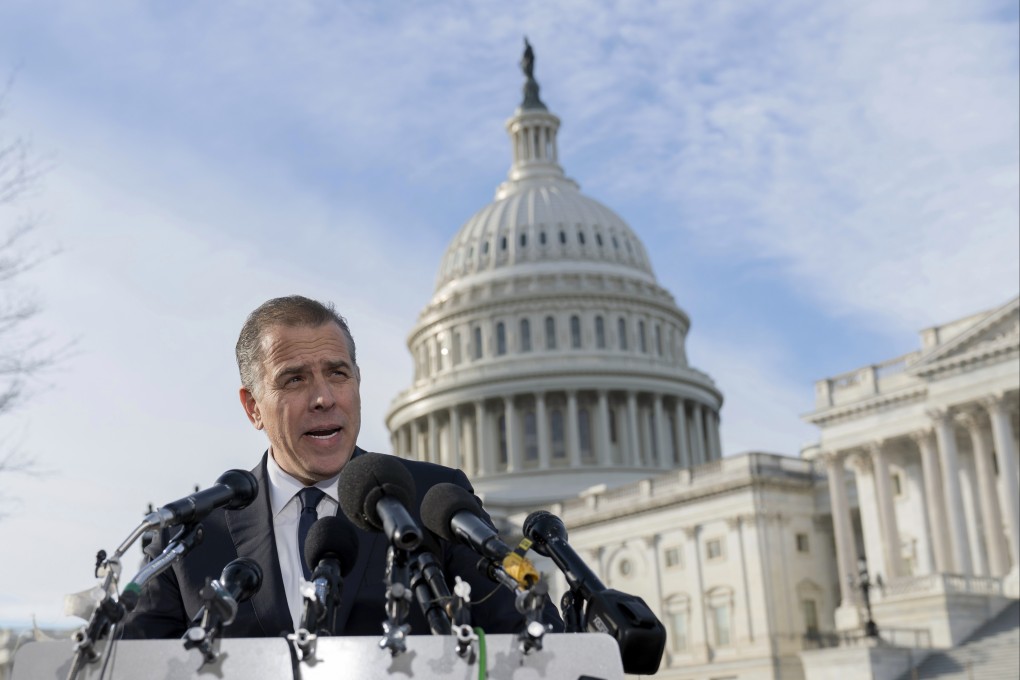Hunter Biden talks to reporters at the US Capitol in Washington on Wednesday. Photo: AP