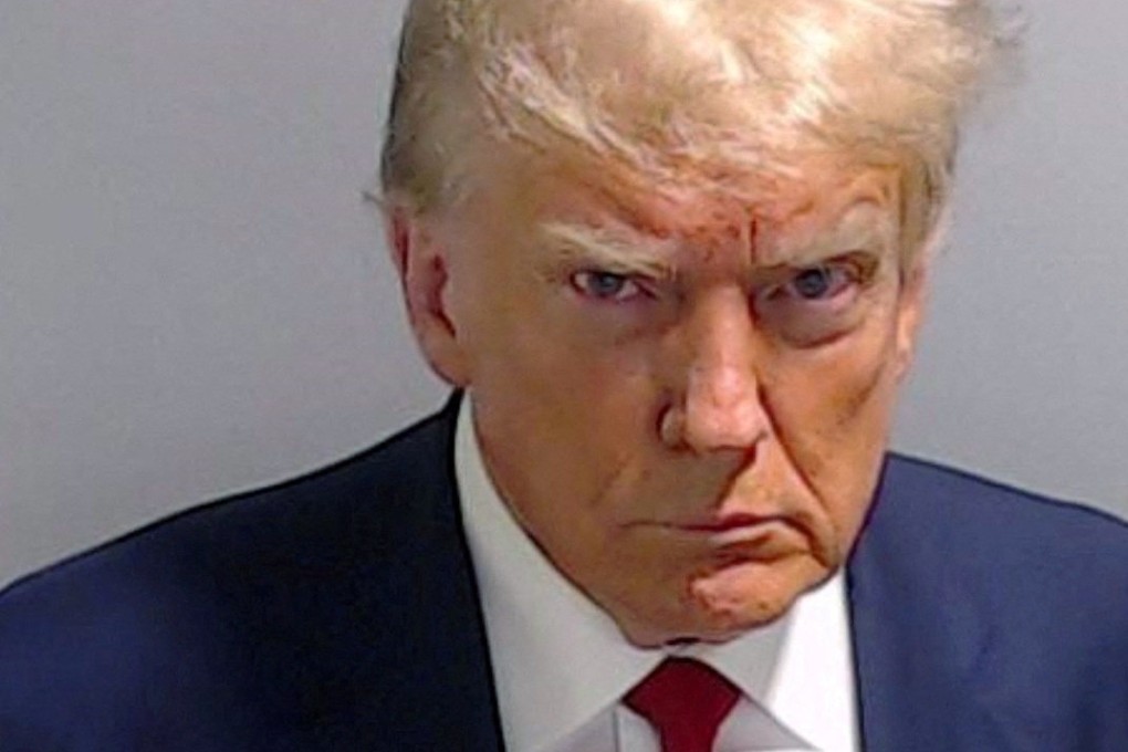 Donald Trump in his Georgia mugshot. File photo: Fulton County Sheriff’s Office via Reuters