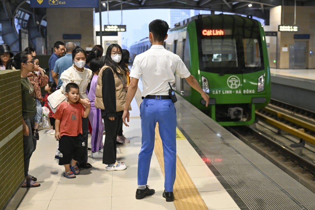 Passengers wait for a train of the Cat Linh-Ha Dong urban elevated railway in Hanoi, built under China’s Belt and Road Initiative. Photo: XInhua.