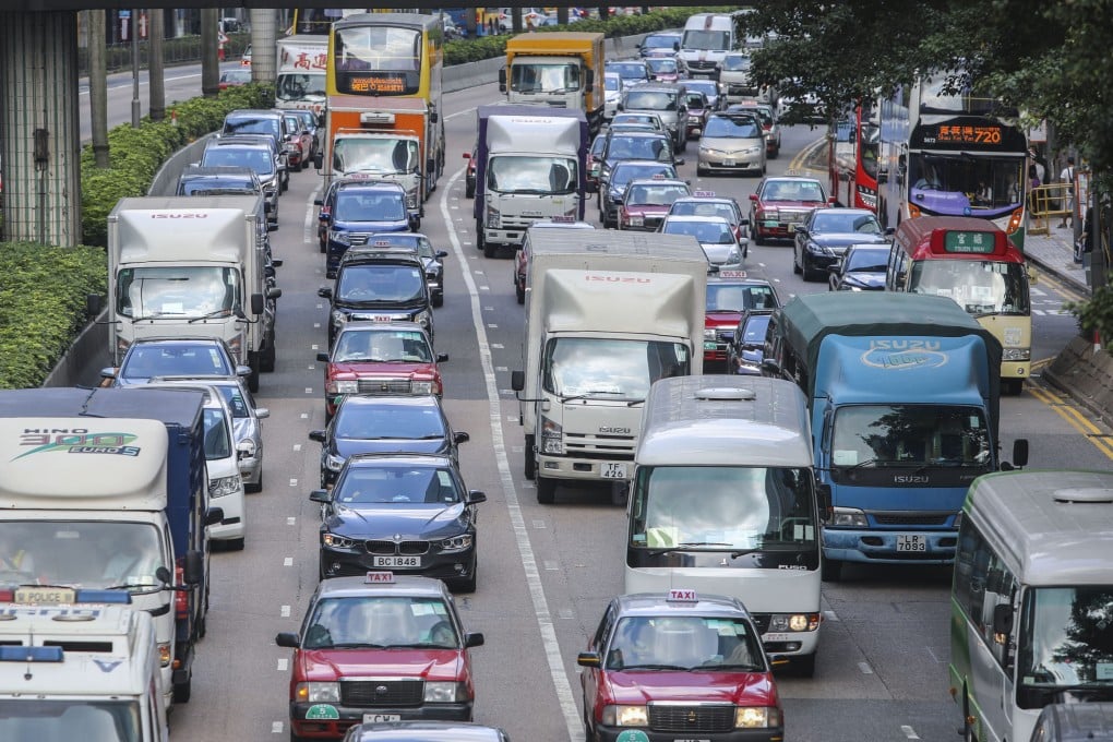 A traffic jam on Gloucester Road in Wan Chai. Hong Kong’s transport infrastructure development blueprint aims to meet the needs of local commuters and cross-border integration up to 2046 and beyond. Photo: Sam Tsang