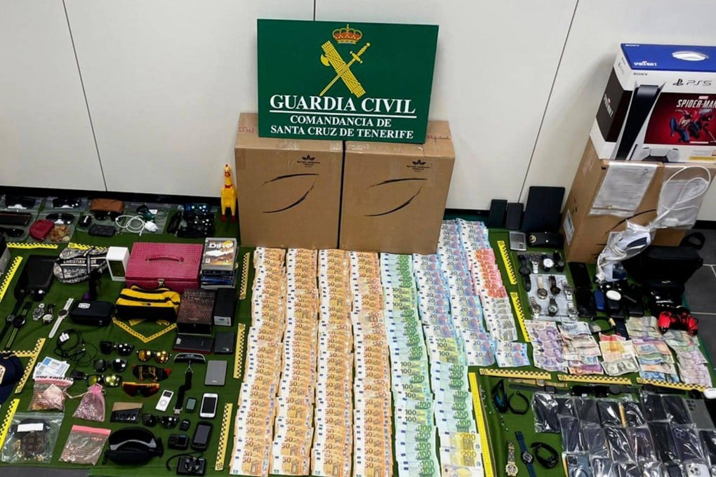 Seized items allegedly stolen by employees of Tenerife Sur airport. Photo: Guardia Civil/AFP
