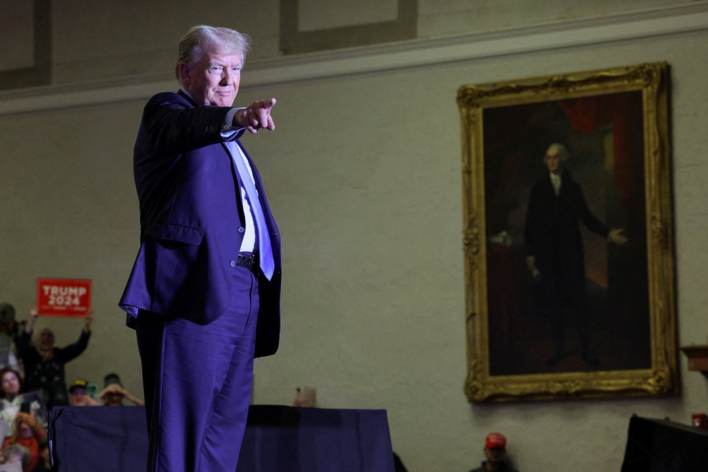 Former US president Donald Trump gestures during a campaign rally in Claremont, New Hampshire. Photo: Reuters