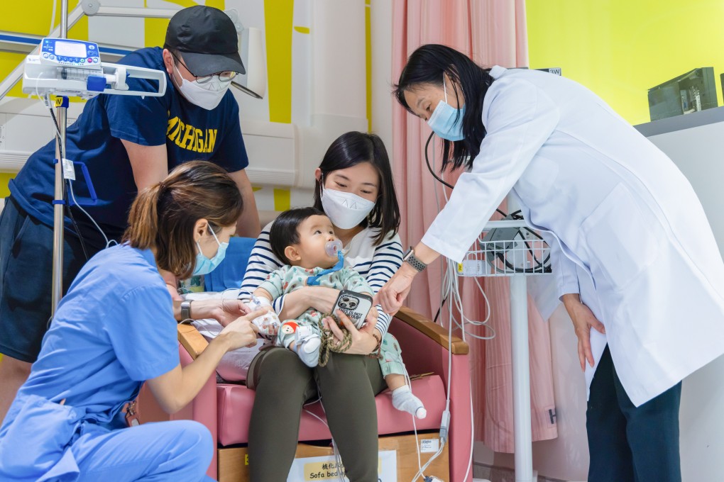 A 10-month-old baby boy receives a single-use gene therapy treatment for a rare neuromuscular disorder. Photo: Hospital Authority