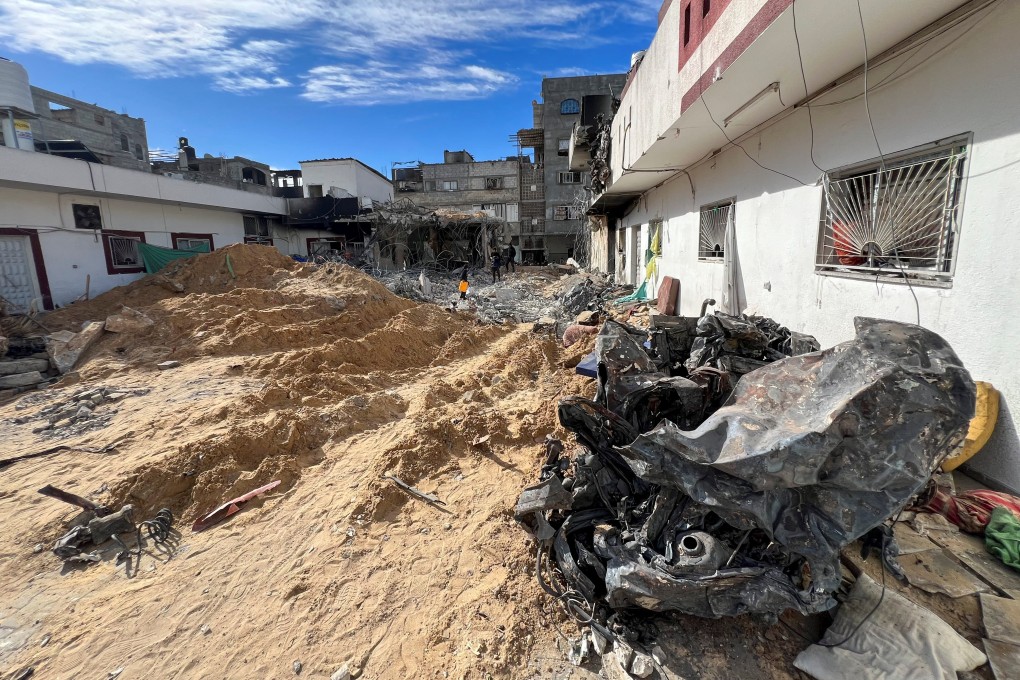 Rubble lies next to a building following an Israeli raid at Kamal Adwan hospital. Photo: Reuters