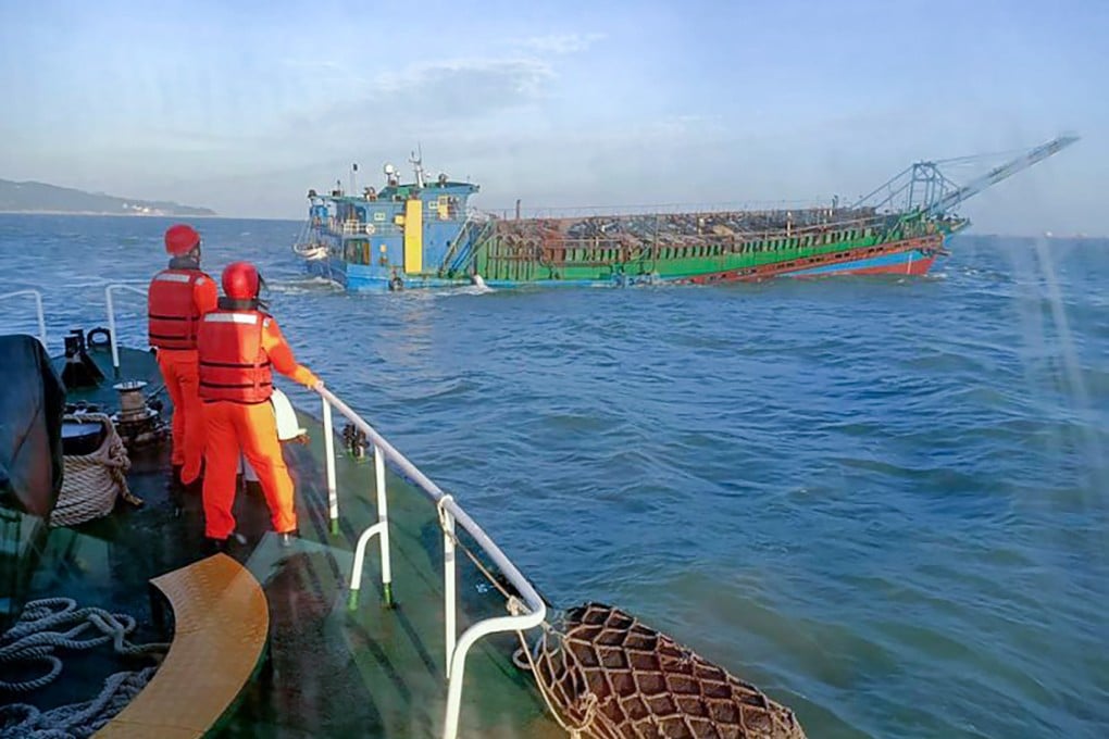Over the past decade, dozens of dredgers from mainland China have reportedly crossed into Taiwanese waters to illegally extract sand from the seabed. Photo: Taiwan Coastguard Administration