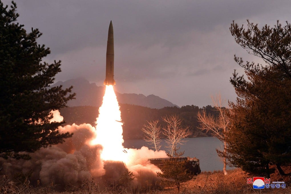 A missile is launched from an undisclosed location in North Korea earlier this year. Photo: KCNA Via KNS / AFP / South Korea