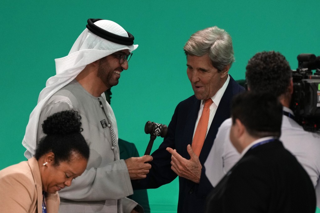 Cop28 president Sultan al-Jaber and US climate envoy John Kerry. Photo: AP