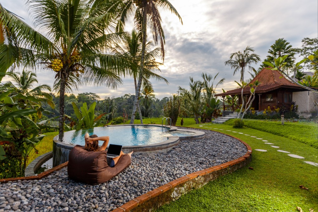 A digital nomad working at a resort on the Indonesian island of Bali. Photo: Shutterstock