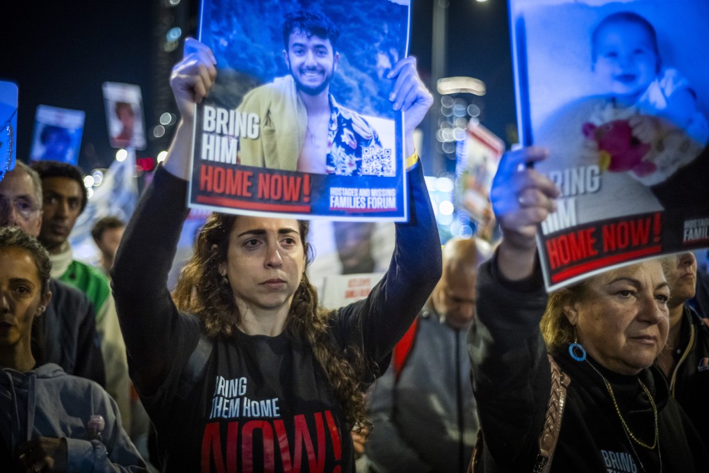 Protesters outside Israel’s Kiriya military base on Saturday call on Prime Minister Benjamin Netanyahu to do more to secure the release of the remaining hostages held in Gaza. Photo: dpa