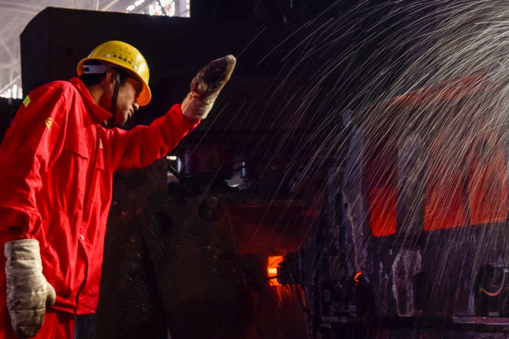An employee working at a steel plant in Huaian, in China’s eastern Jiangsu province. Photo: AFP