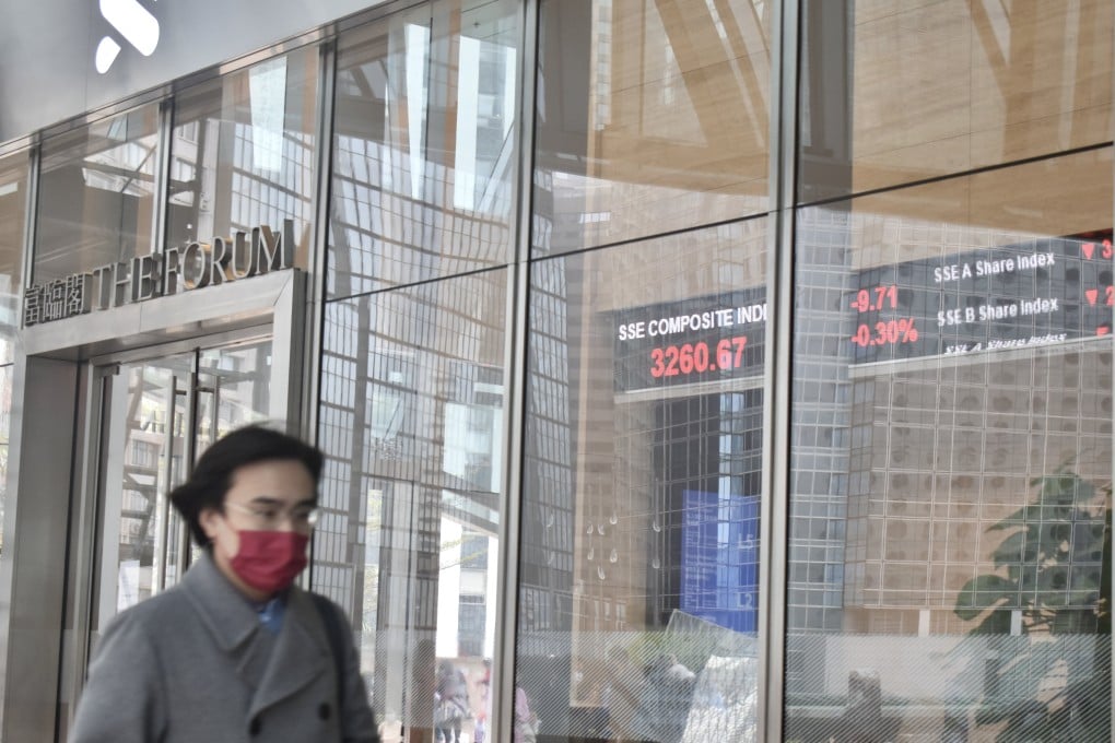 Market indices displayed on a screen inside a building in Central, Hong Kong in February 2023: Photo: Li Jiaxing