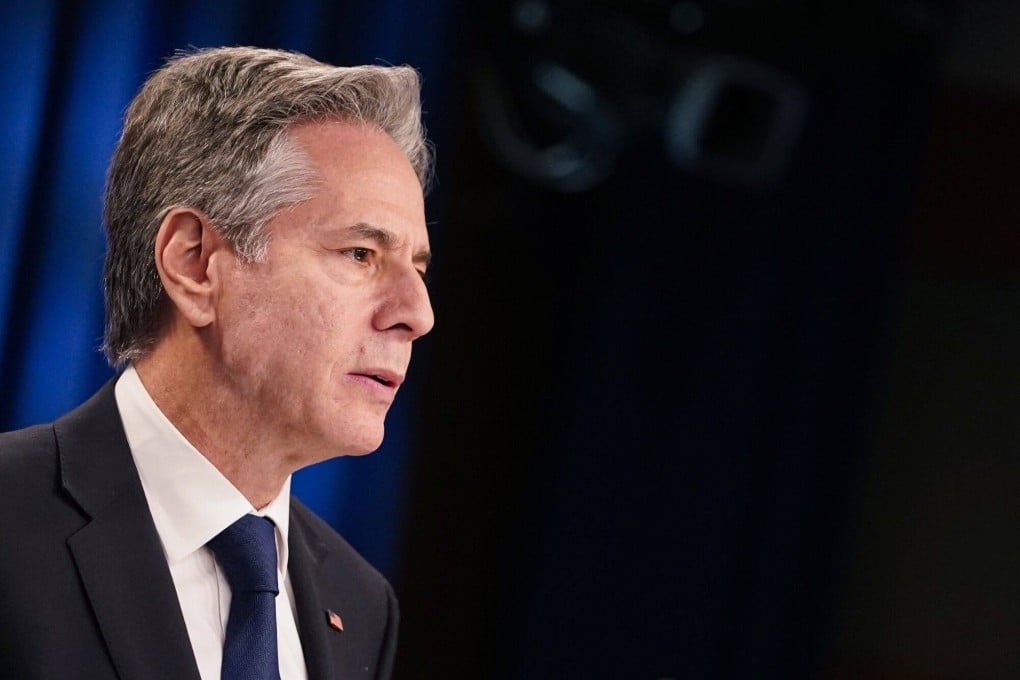 US Secretary of State Antony Blinken speaks during a news conference at the State Department in Washington on Wednesday. Photo: Bloomberg