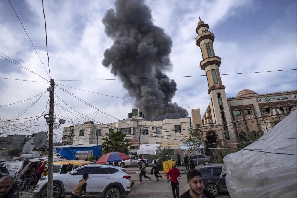Smoke rises following an Israeli bombardment on Rafah, in the southern Gaza Strip, on Wednesday. Photo: AP