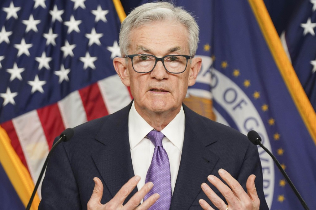 US Federal Reserve Chairman Jerome Powell speaks at a press conference in Washington on December 13 after the US central bank decided to keep its benchmark interest rate unchanged for the third consecutive time. Photo: Kyodo