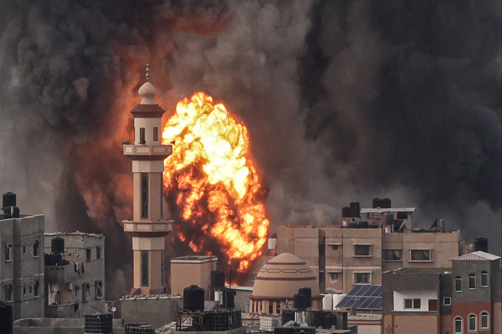 A fireball erupts after Israeli strike in Rafah in the southern Gaza Strip on Wednesday. Photo: AFP