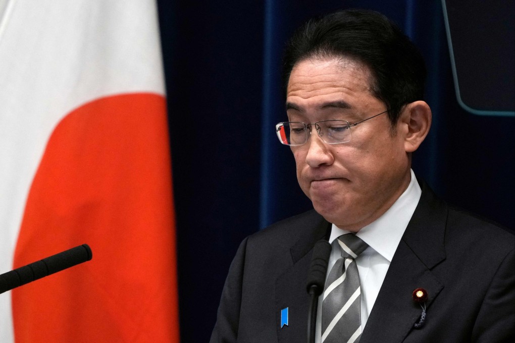 Japan’s Prime Minister Fumio Kishida reacts during a news conference at the Prime Minister’s Office in Tokyo on December 13. Kishida said he would tackle a major funding scandal within his party “like a ball of fire”. Photo: AFP