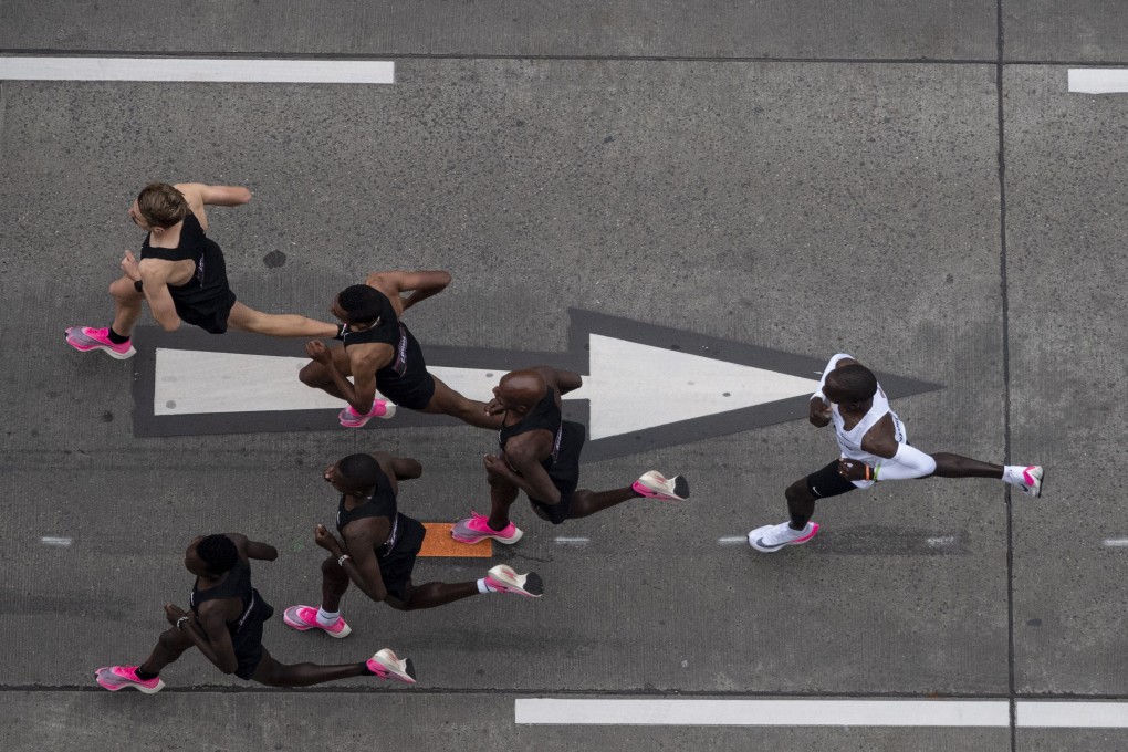 Eliud Kipchoge runs behind his pacemakers during the Ineos 1:59 Challenge in Vienna, Austria, 12 October 2019. Photo: EPA-EFE
