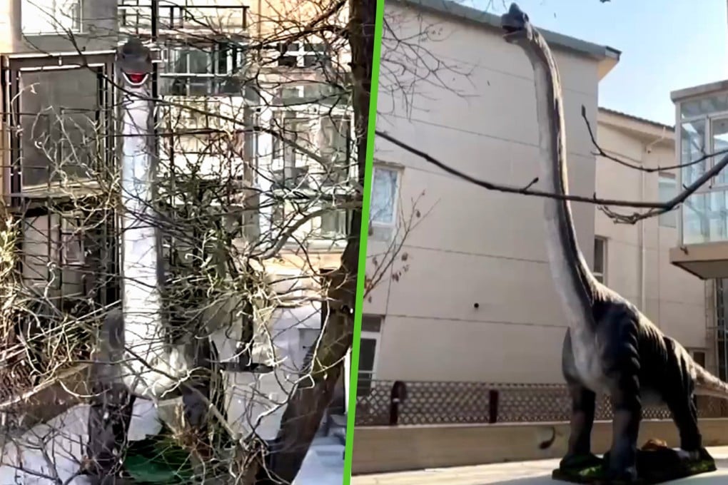Too scary': China man complains about 15-metre dinosaur model