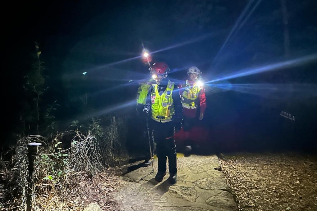 Rescue workers at Tai Mo Shan. Volunteers have spent five to eight hours searching for the missing hiker every night. Photo: Handout
