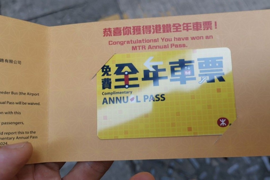 Recipients are sent a card in the mail congratulating them on winning an annual MTR pass but the company says it has not issued any. Photo: SCMP