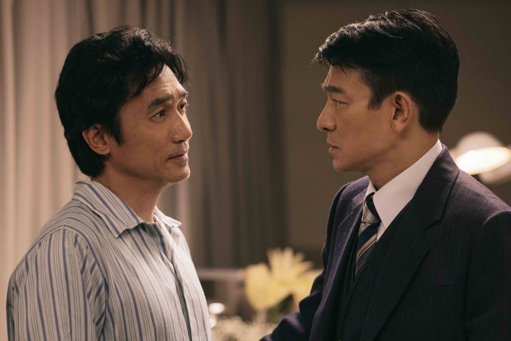 Tony Leung (left) and Andy Lau in a still from the new movie “The Goldfinger”. The two Hong Kong superstars are reunited again after last appearing onscreen together in the Infernal Affairs trilogy.