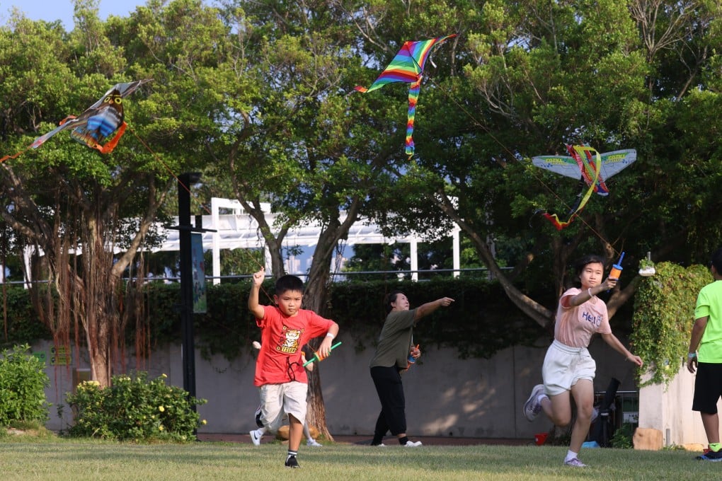 People fly kites at Tai Po Waterfront Park on September 30. Tai Po was one of nine new towns developed in the 1970s. Photo: Yik Yeung-man