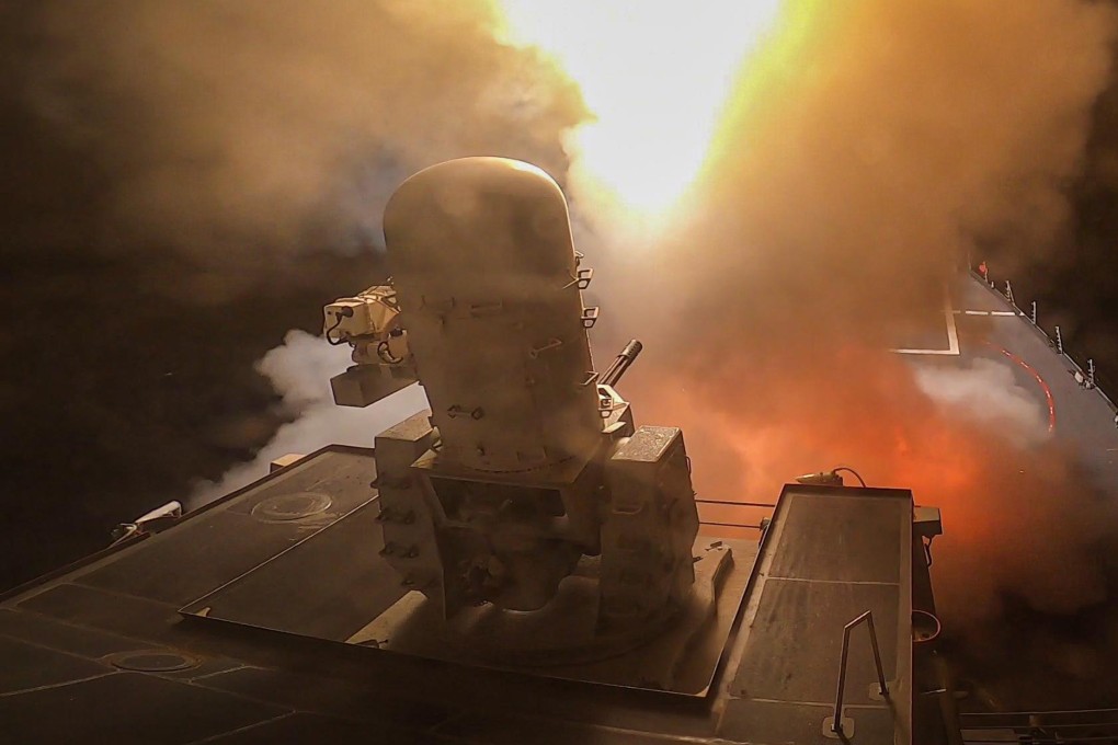 The USS Carney firing at Houthi missiles and drones in the Red Sea on October 19. File photo: US Navy