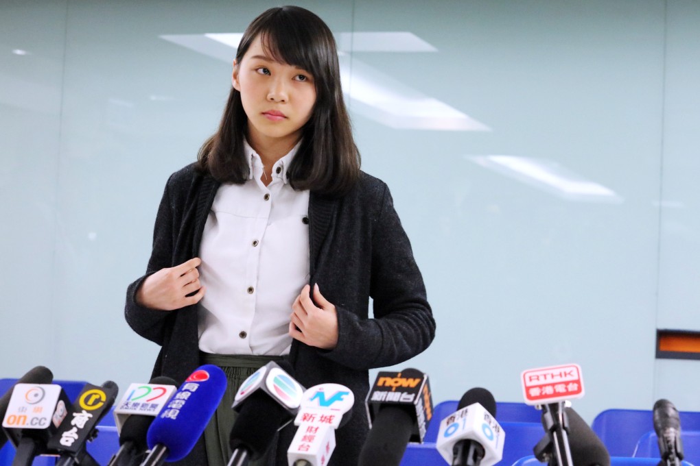 Activist Agnes Chow at a press conference in 2018. She earlier highlighted Hong Kong’s political situation, fears for her safety and a deterioration in her mental health as justification for not returning to the city. Photo: Felix Wong