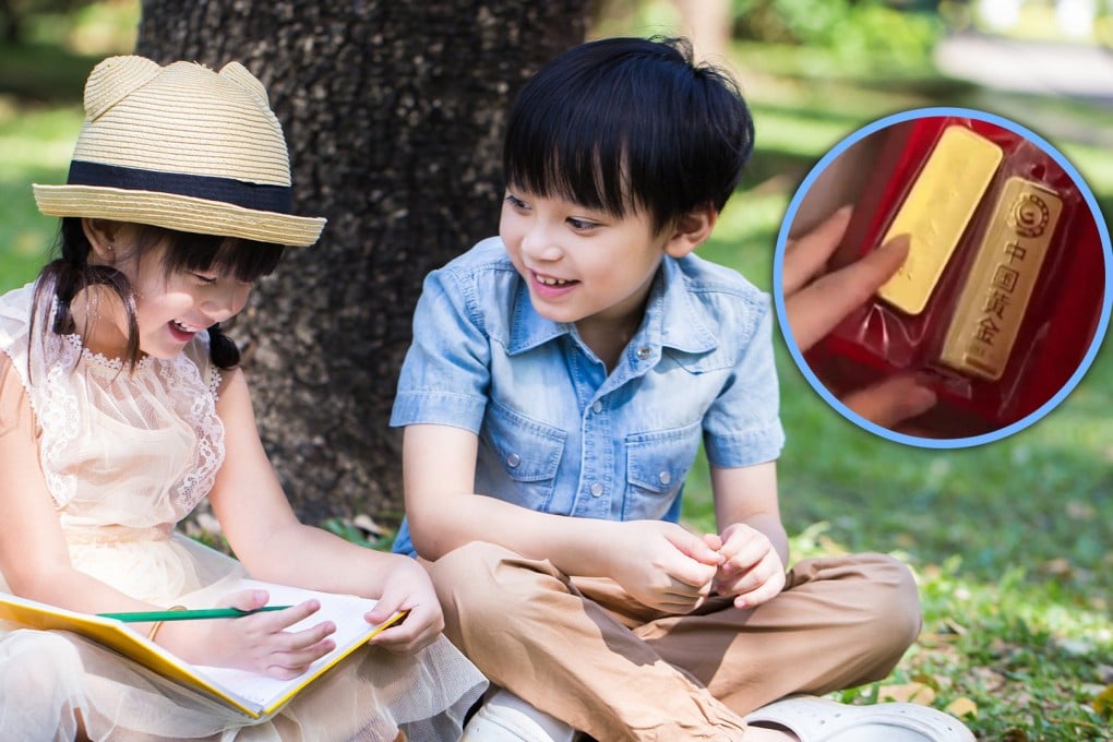 A boy in China is trending on mainland social media after he “stole” gold bars from his home and gifted them to a classmate. Photo: SCMP composite/Shutterstock/Baidu