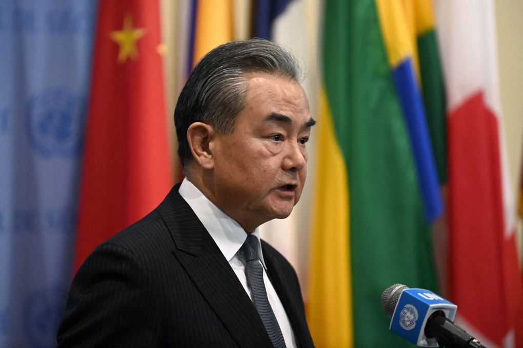 Chinese Foreign Minister Wang Yi speaks during a press conference following a UN Security Council meeting on the situation in the Middle East at the United Nations headquarters in New York on November 29. Photo: AFP