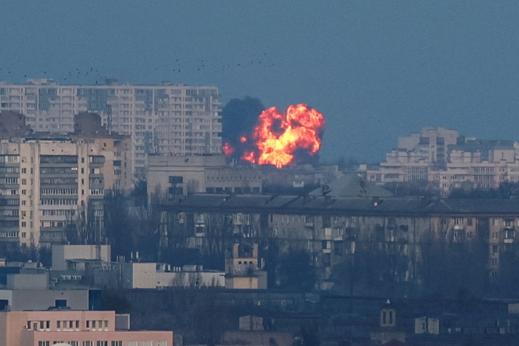 An explosion in Kyiv, Ukraine during Russia’s missile attack on Friday. Photo: Reuters