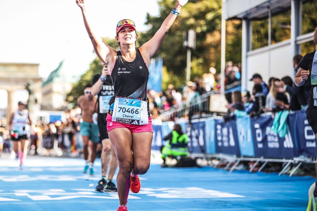 Singaporean fitness influencer Cheryl Tay struggled with body dysmorphia for more than 10 years, over-exercising, starving and binge eating. Today, happy and healthy, Tay (pictured above finishing the 2023 Berlin Marathon) shares her story. Photo: Cheryl Tay