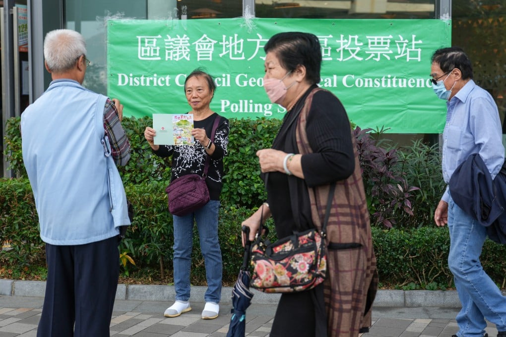 Outside a district council polling booth in North Point. Hong Kong’s political scene went through a series of shake-ups in 2023. Photo: Sam Tsang