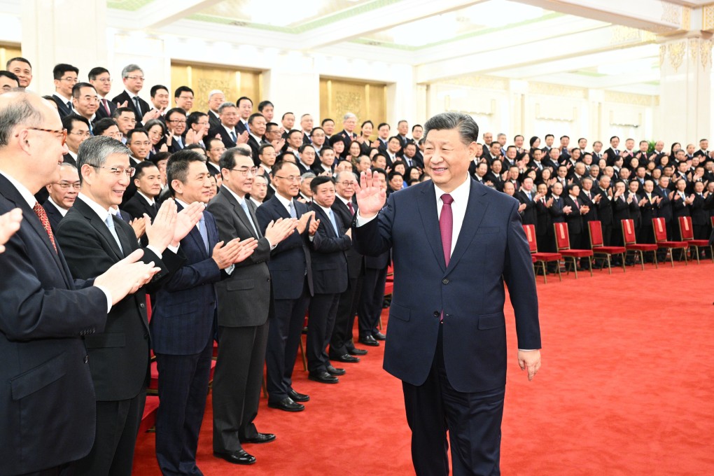President Xi Jinping greets members of China’s diplomatic corps gathered in   Beijing for a  work conference on Friday. Photo: Xinhua