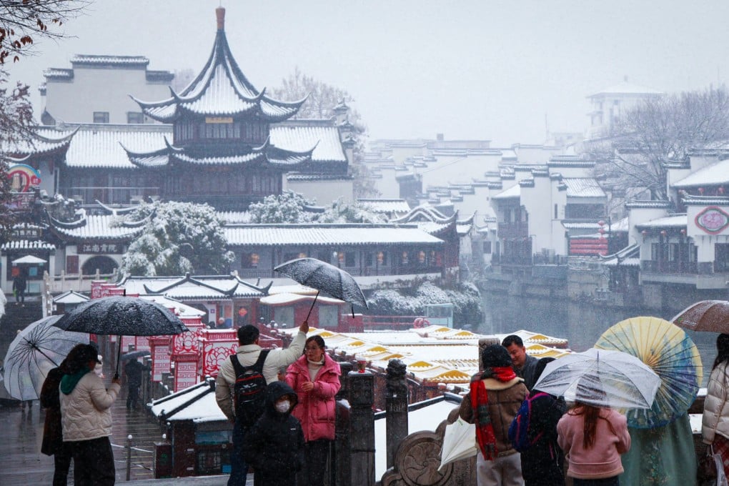 An unusually cold spell across much of the country contributed to a flatlining subindex for business activity in the services sector. Photo: AFP