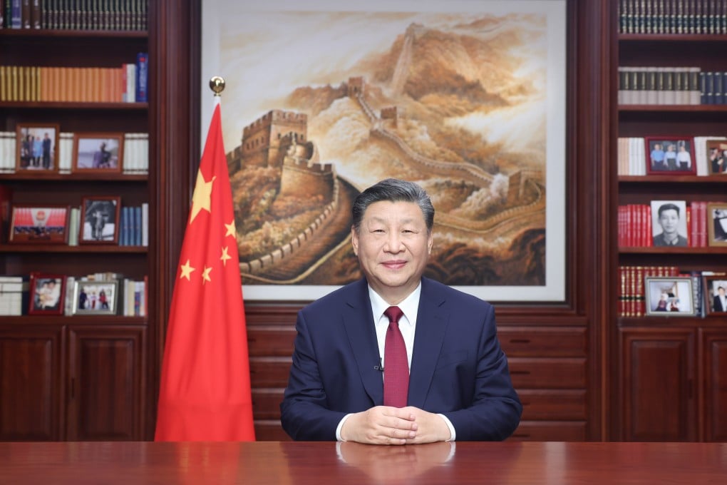 Among the images selected for this year’s New Year’s address were moments from a belt and road forum, Xi Jinping’s family portraits. Photo: Xinhua