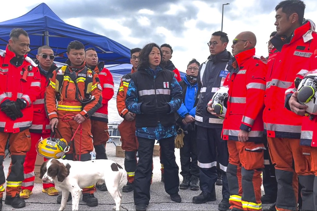 Dr Cecilia Fan (centre), talks with other members of Hong Kong’s rescue team amid relief efforts in Turkey last year. Photo: Handout