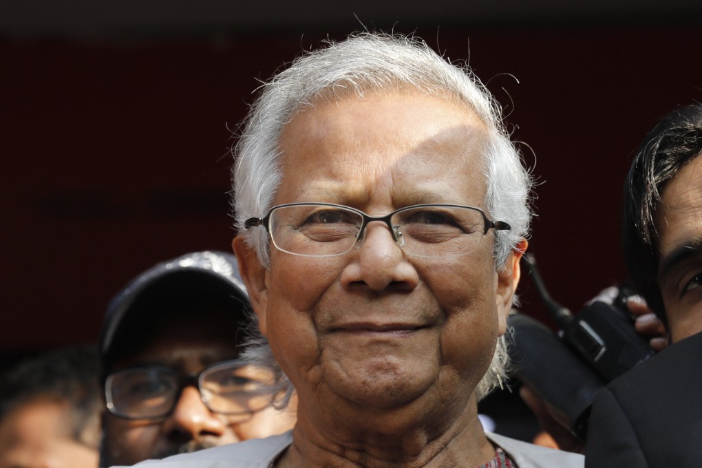 Nobel Peace Prize winner Muhammad Yunus comes out after a labor court sentenced him to 6 months in jail for labor law violations in Dhaka, Bangladesh on Monday. Photo: AP
