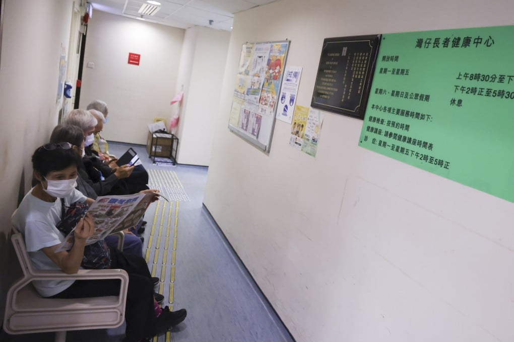 People queue outside the Wan Chai Elderly Health Centre on December 14. End-of-life planning has grown in importance as Hong Kong’s population grows older and the size of younger generations shrinks. Photo: May Tse