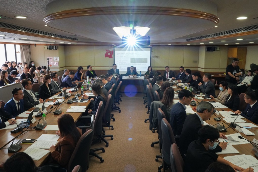 Councillors attend the first Yau Tsim Mong District Council meeting after the municipal-level contest in December 2023. Photo: Eugene Lee