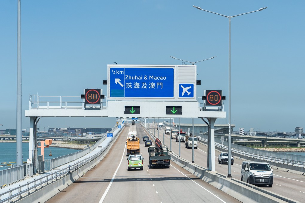 Vehicles travel along a highway near the Hong Kong-Zhuhai-Macau Bridge in Hong Kong in 2021. Photo: Bloomberg