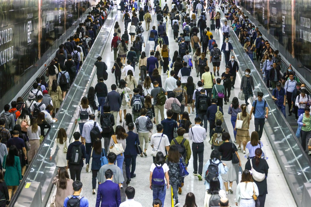 People walk through an MTR station during the morning commute in Central, Hong Kong, on November 16, 2023. Photo: Jonathan Wong