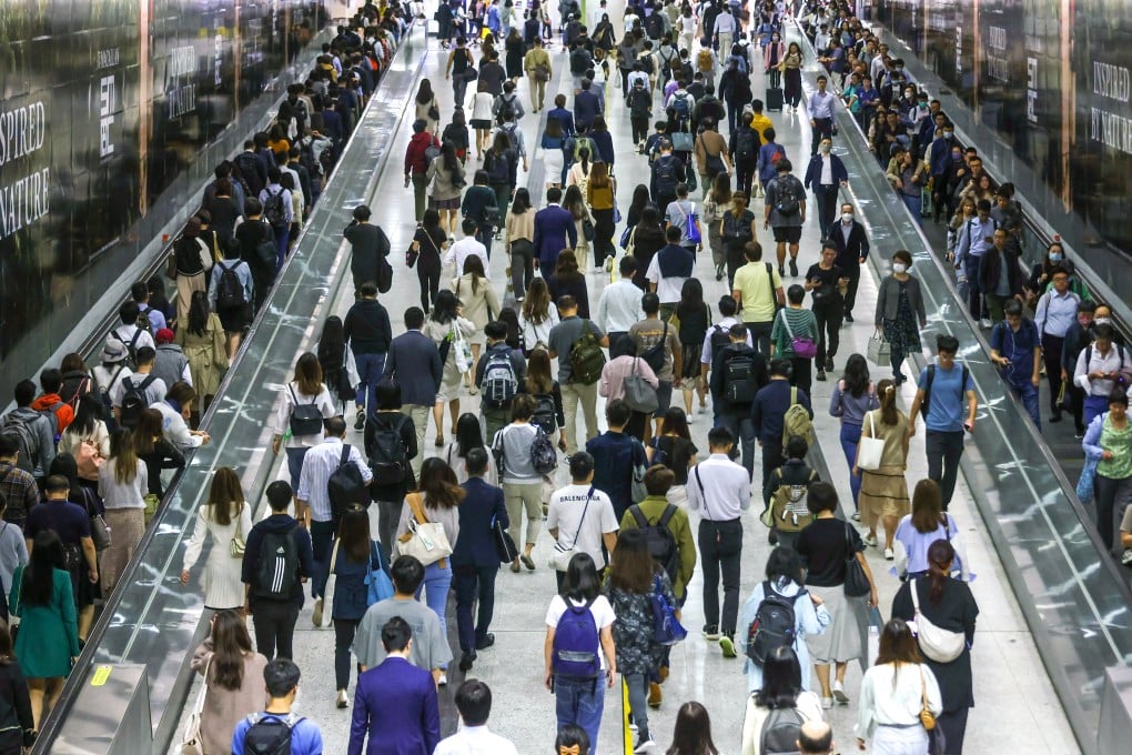 People walk through an MTR station during the morning commute in Central, Hong Kong, on November 16, 2023. Photo: Jonathan Wong