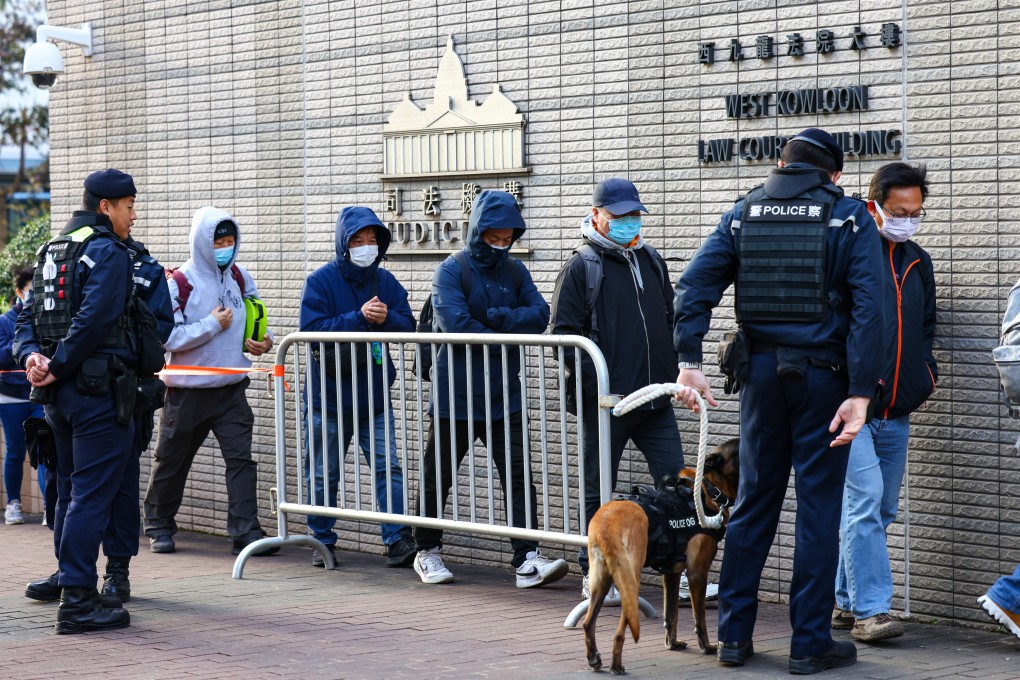 People queue for the trial of media tycoon Jimmy Lai at West Kowloon Court. Photo: Dickson Lee