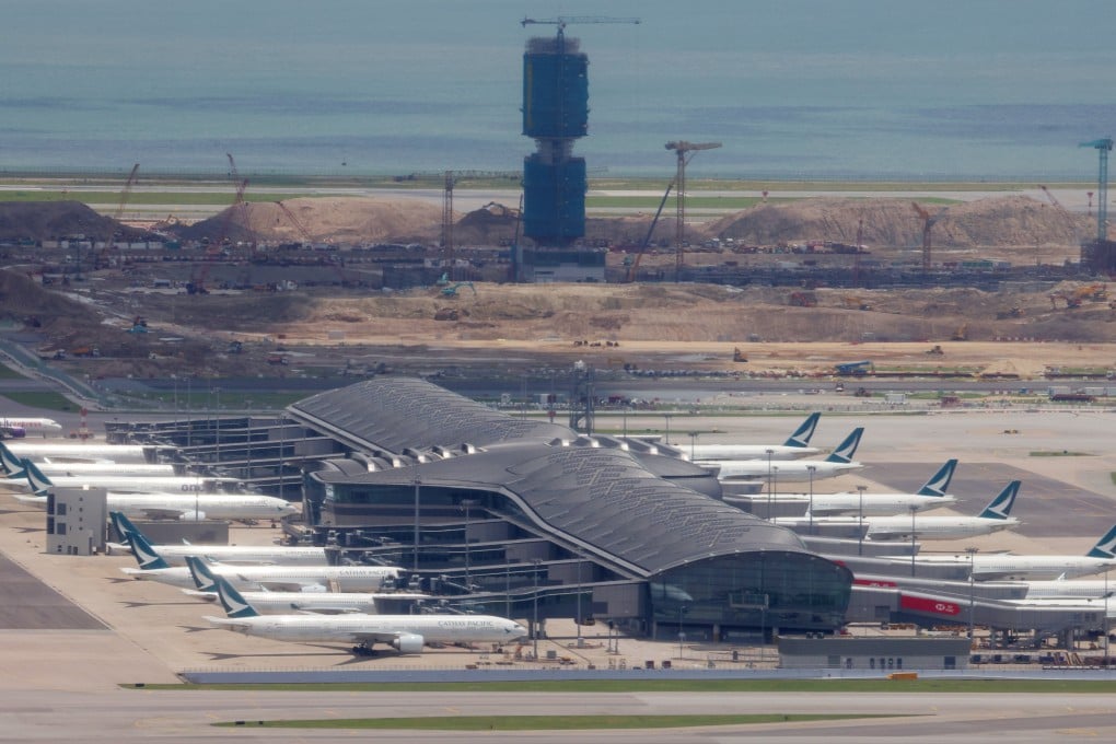 Construction work proceeds at Hong Kong International Airport in this picture from July 2023. Photo: Jelly Tse