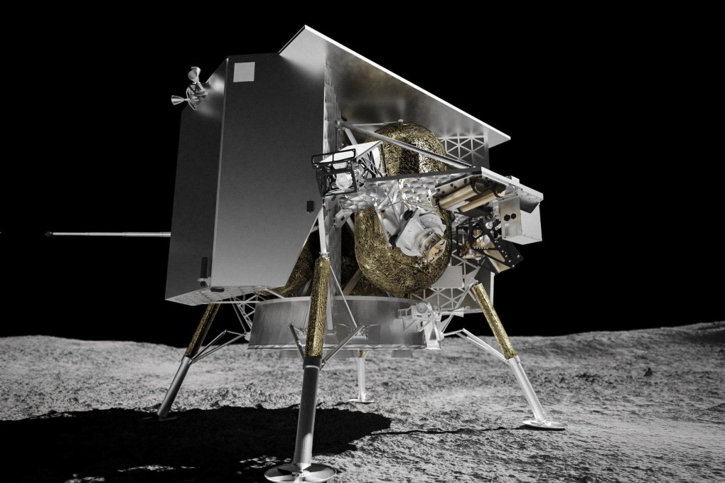 An illustration of Astrobotic’s Peregrine lunar lander on the surface of the moon. It is expected to launch on Monday. Photo: Astrobotic Technology via AP